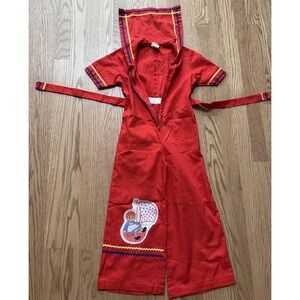 Raggedy Ann Jumpsuit Size 6X by Casual Time Red, Sailor Collar  Vintage 1976